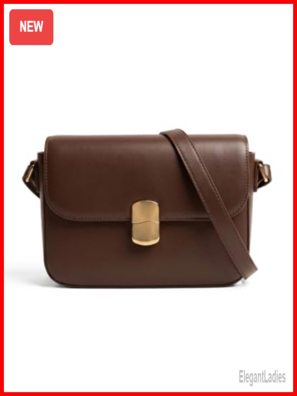 Vegan Leather Flap Crossbody Bag with Adjustable Strap - Small Structured